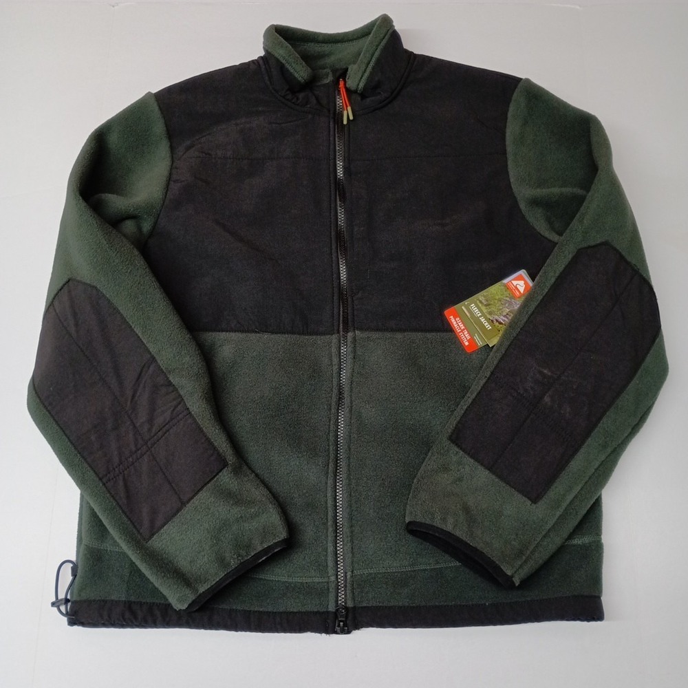 Ozark Trail Mixed Media Fleece Jacket Men's Size M Blackened Evergreen Green
